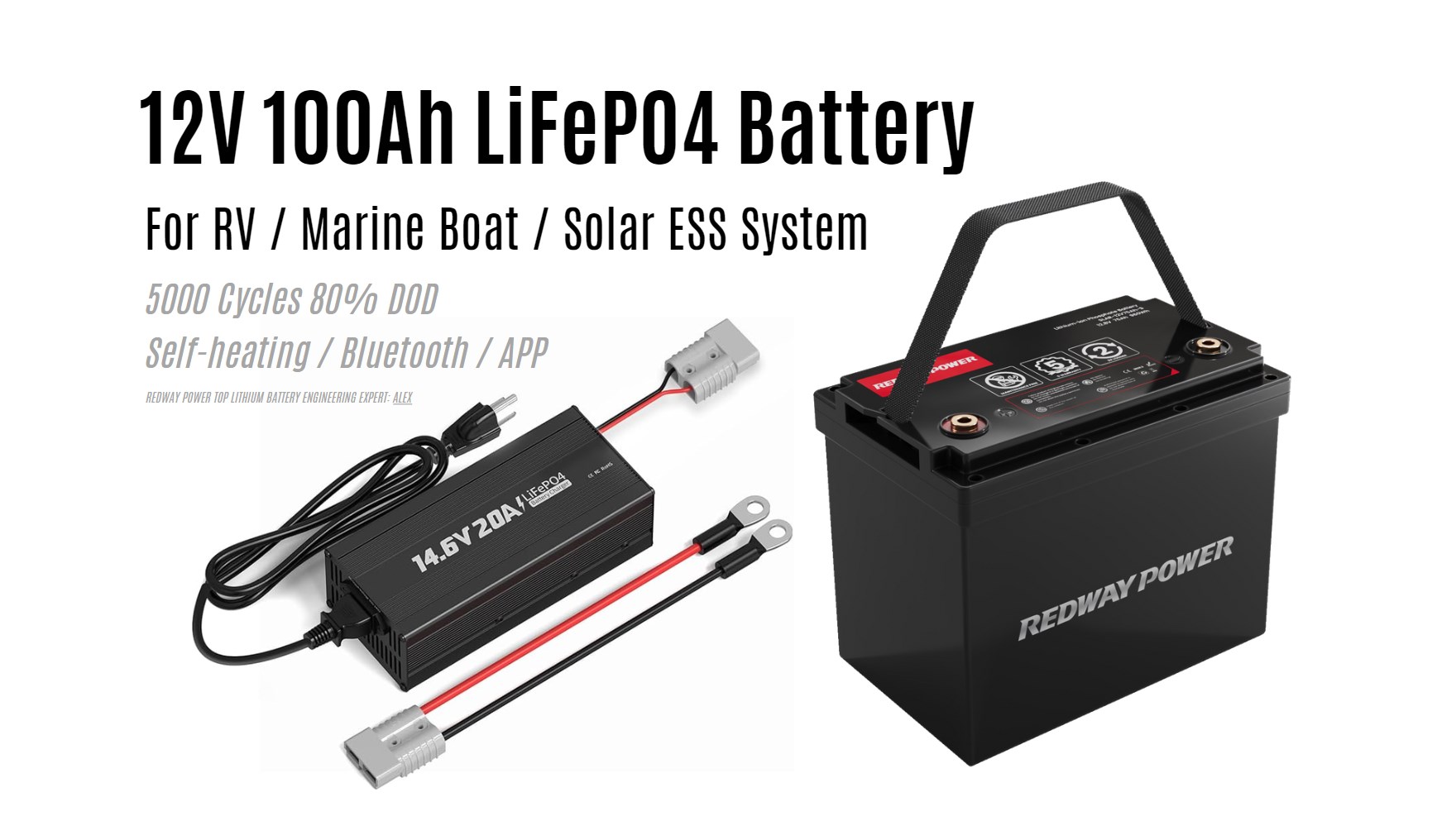12V 100Ah RV Battery Factory oem odm manufacturer redway LiFePO4 marine battery