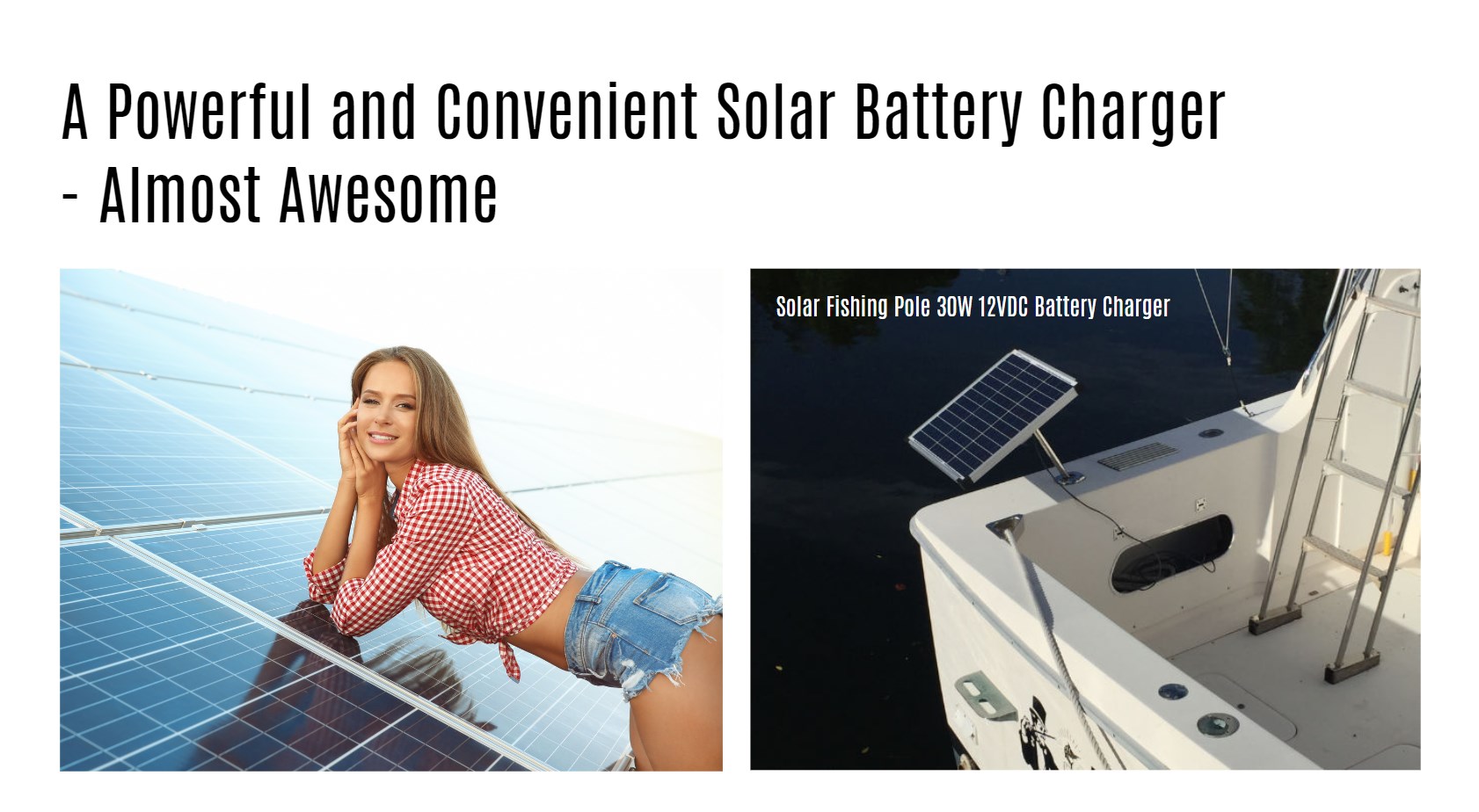 A Powerful and Convenient Solar Battery Charger, Solar Fishing Pole 30W 12VDC Battery Charger