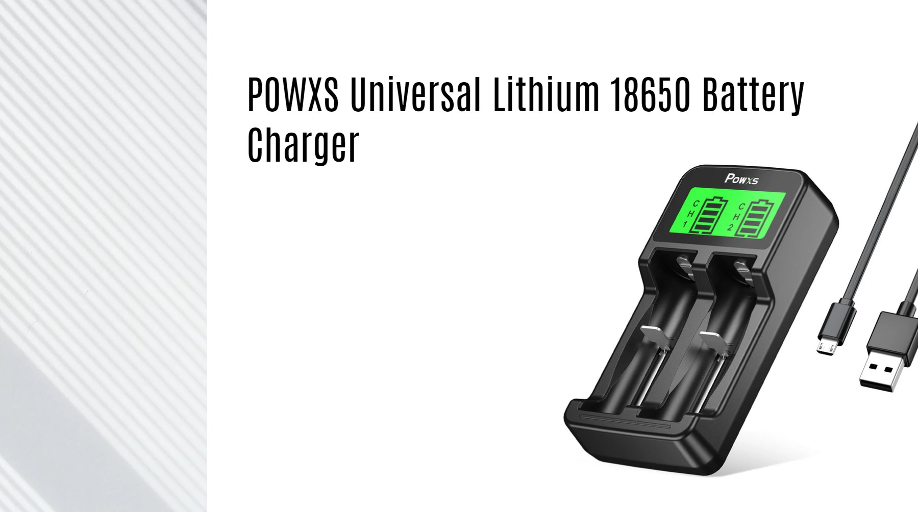 POWXS Universal Lithium 18650 Battery Charger