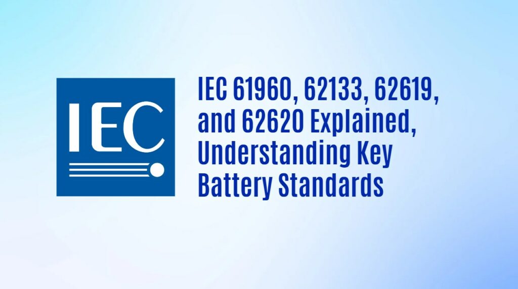 IEC 61960, 62133, 62619, and 62620 Explained, Understanding Key Battery Standards